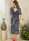 Hope and Ivy Naomi Floral Tea Dress, Navy
