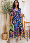 Hope and Ivy Nesta Floral Wrap Dress, Navy