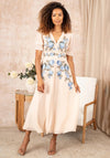 Hope & Ivy Celia Embroidered Midi Dress, Cream