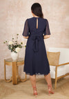 Hope & Ivy Tiffany Embroidered Flutter Sleeve Midi Dress, Navy