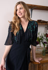 Hope & Ivy Brittany Embellished Wrap Midi Dress, Navy