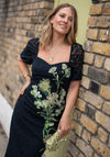 Hope & Ivy Adria Lace Embroidered Midi Dress, Navy