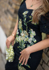Hope & Ivy Adria Lace Embroidered Midi Dress, Navy