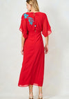 Hope and Ivy Inara Embroidered Midi Dress, Red