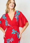 Hope and Ivy Inara Embroidered Midi Dress, Red