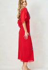 Hope and Ivy Inara Embroidered Midi Dress, Red