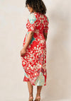 Hope & Ivy Amal V-Neck Puff Sleeve Midi Dress, Red Multi