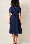 Hope & Ivy Aubree Embellished with Bow Detail Midi Dress, Navy