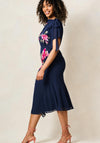 Hope & Ivy Aubree Embellished with Bow Detail Midi Dress, Navy