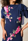 Hope & Ivy Aubree Embellished with Bow Detail Midi Dress, Navy