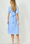 Hope & Ivy Calliope Embroidered Flutter Sleeve Midi Dress, Light Blue