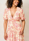 Hope & Ivy Halima Puff Sleeve Tiered Midi Dress, Pink