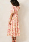 Hope & Ivy Halima Puff Sleeve Tiered Midi Dress, Pink