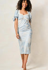 Hope & Ivy Holland Puff Sleeve Satin Midi Dress, Light Blue