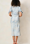 Hope & Ivy Holland Puff Sleeve Satin Midi Dress, Light Blue