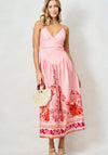 Hope & Ivy Luma Drop Waist V-Neck Midi Dress, Pink