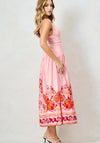 Hope & Ivy Luma Drop Waist V-Neck Midi Dress, Pink