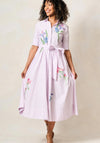 Hope & Ivy Merrin Embellished Tie Wasit Shirt Dress, Lilac and White