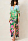Hope & Ivy Solenne Floral with Thigh Slit Maxi Dress, Green Multi