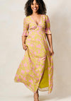 Hope & Ivy Yara Frill Sleeve Thigh Slit Maxi Dress, Green