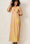 Hope & Ivy Yara Frill Sleeve Thigh Slit Maxi Dress, Green