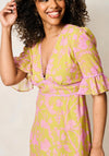 Hope & Ivy Yara Frill Sleeve Thigh Slit Maxi Dress, Green