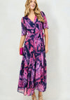 Hope & Ivy Yasmine Flutter Sleeve Wrap Maxi Dress, Purple