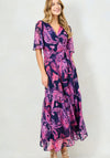 Hope & Ivy Yasmine Flutter Sleeve Wrap Maxi Dress, Purple