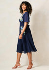 Hope & Ivy Zaynab Embellished with Flutter Sleeve Midi Dress, Navy