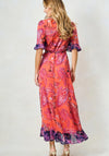 Hope & Ivy Zella Contrasting Frill Maxi Wrap Dress, Orange
