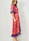 Hope & Ivy Zella Contrasting Frill Maxi Wrap Dress, Orange