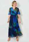 Hope and Ivy Jaquelin Flutter Sleeve Maxi Wrap Dress, Blue Multi