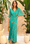 Hope & Ivy The Emmeline Embellished Wrap Dress, Green