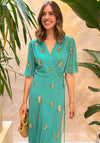 Hope & Ivy The Emmeline Embellished Wrap Dress, Green
