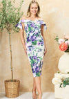 Hope & Ivy Suzette Floral Bardot Pencil Dress, Purple