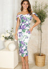 Hope & Ivy Suzette Floral Bardot Pencil Dress, Purple
