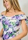 Hope & Ivy Suzette Floral Bardot Pencil Dress, Purple