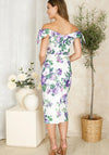 Hope & Ivy Suzette Floral Bardot Pencil Dress, Purple