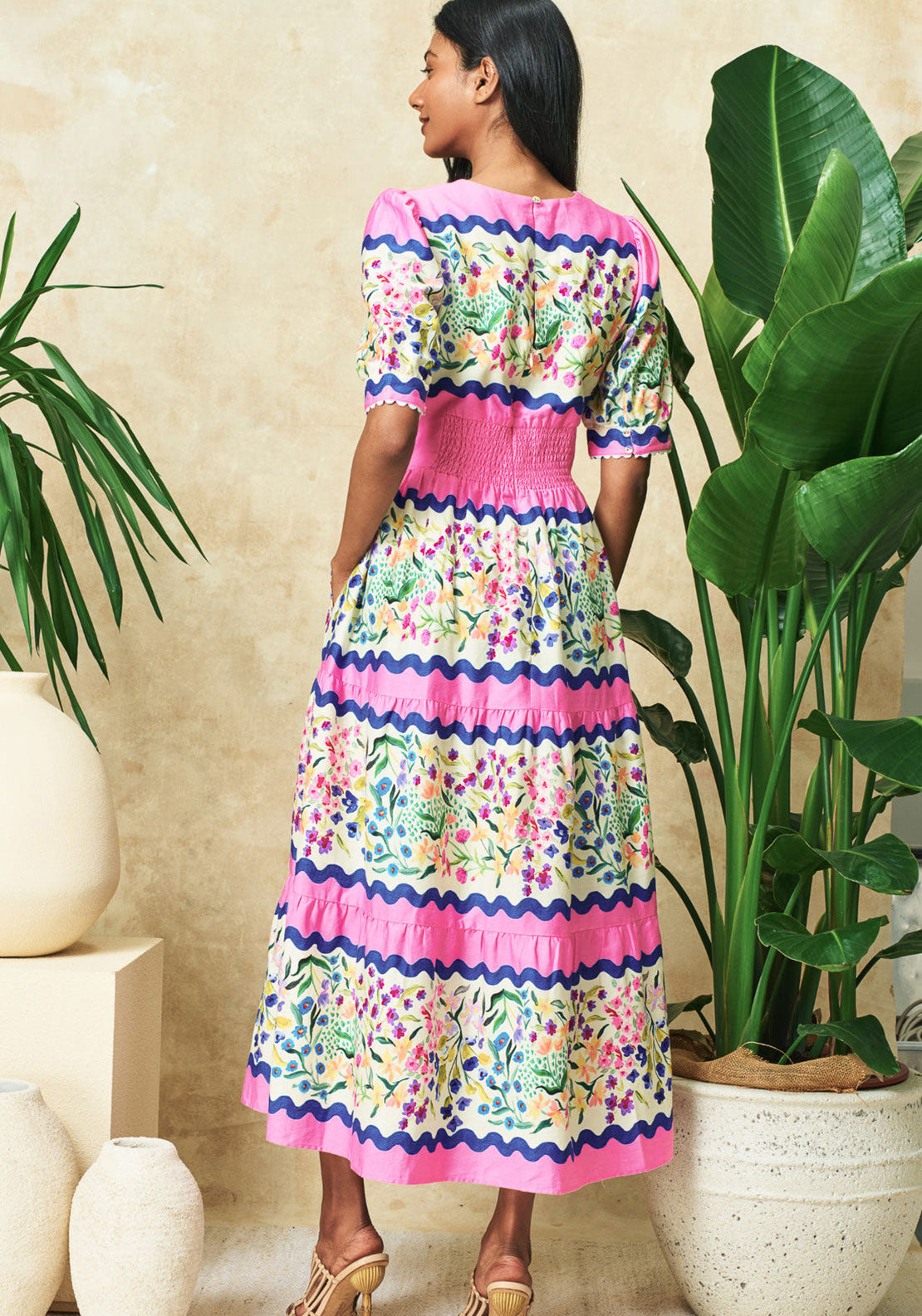 Hope & Ivy Meredith Floral Midi Dress, Pink