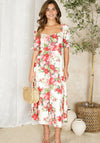 Hope & Ivy Miranda Floral Print Midi Dress, Cream and Red
