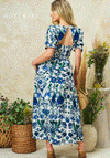 Hope & Ivy Debora Floral Sweetheart Midi Dress, Blue