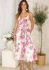 Hope & Ivy Alina Floral Strappy Sun Dress, Cream and Pink