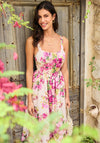 Hope & Ivy Alina Floral Strappy Sun Dress, Cream and Pink