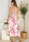 Hope & Ivy Alina Floral Strappy Sun Dress, Cream and Pink