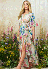 Hope & Ivy Michelle Floral Wrap Maxi Dress, Cream Multi
