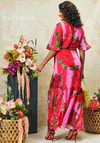 Hope & Ivy Rosanna Floral Stripe Wrap Maxi Dress, Pink and Red
