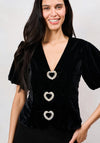 Hope & Ivy Layla Velvet Puff Sleeve Top, Black