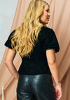 Hope & Ivy Layla Velvet Puff Sleeve Top, Black