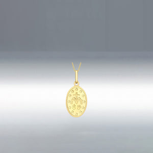 9 Carat Gold Holy Mary Oval Reversible Pendant Necklace, Gold