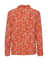 Ichi Frill Collar Abstract Print Shirt, Orange